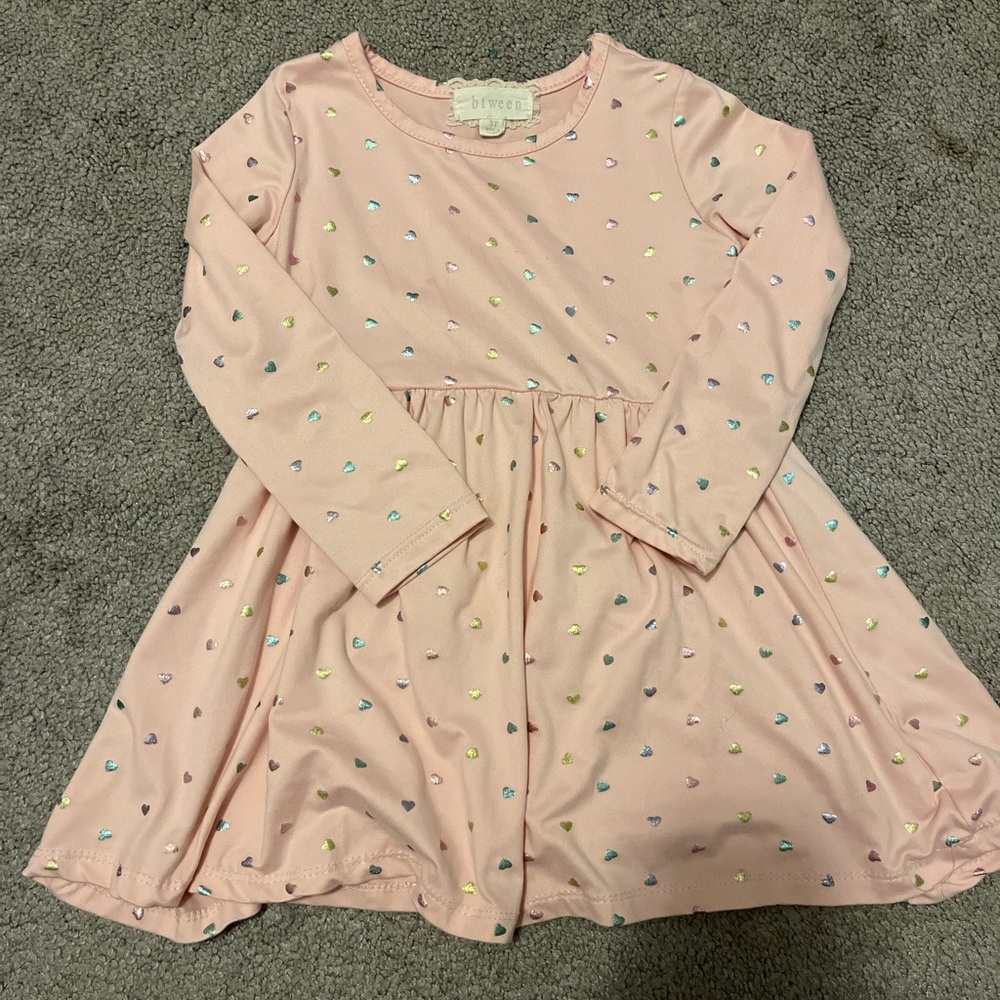 3T Girls Long Sleeve Heart Dress